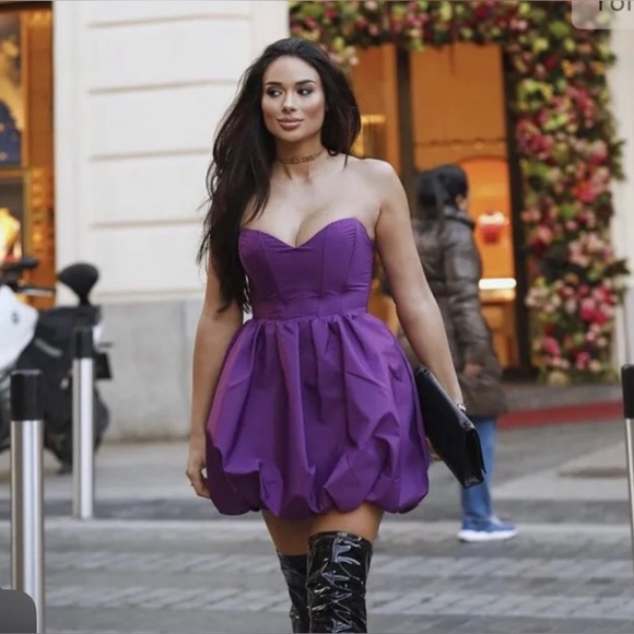 NWT ZARA WOMAN VOLUMINOUS MINI DRESS PURPLE - Picture 9 of 17